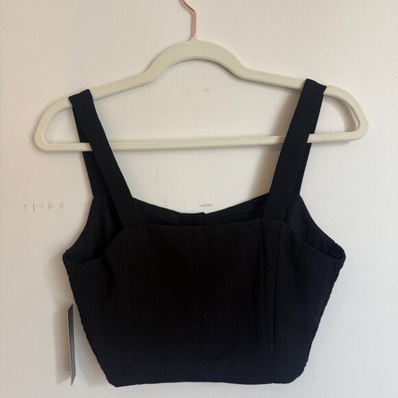 Lulus Cropped Button Front Tank Top Black Size Small NWT - Picture 8 of 13